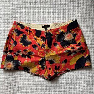 J.Crew Coral Floral Coral Shorts Cotton Blend Size 4